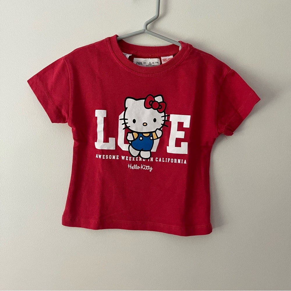 Girls ZARA Hello Kitty T-Shirt Red 5